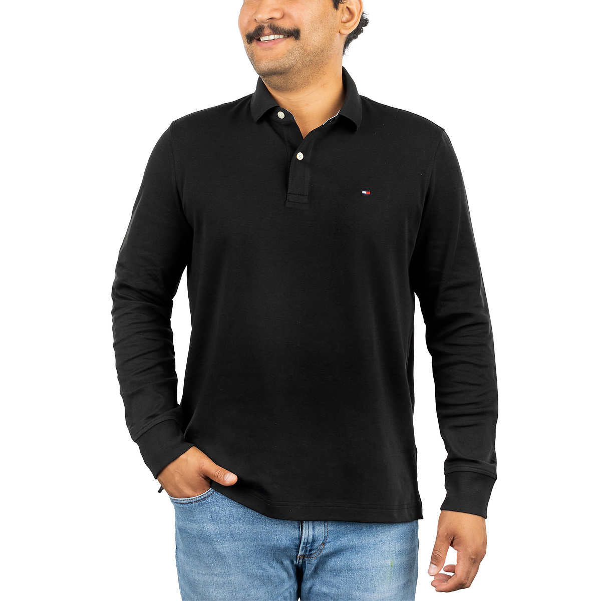 TOMMY HILFIGER - Polo à Manches Longues pour Homme-Mens-Long-Sleeve-Polo-Noir-Black-1803435