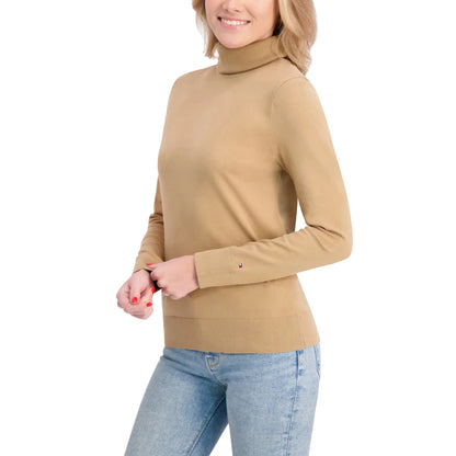 TOMMY HILFIGER - Chandail à Col Roulé pour Femme-Womens-Turtleneck-Sweater-Beige-Brun-Brown-1922656-1926748