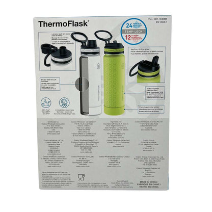 THERMOFLASK - Ensemble de 2 Bouteilles Double Paroi Isotherme en Acier inoxydable-bottle-stainless-steel-double-wall-insulated-green-vert-blanche-white-costco-1630866-2