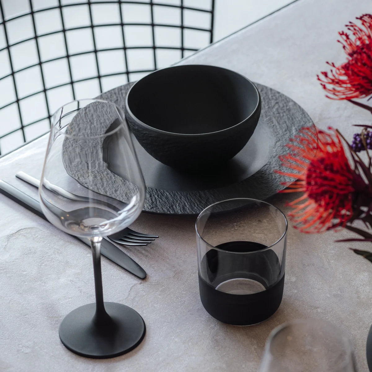 VILLEROY & BOCH - Ensemble de 4 Couverts de Table Collection Manufacture Rock-place-settings-set-costco-1879957-black-noir-3