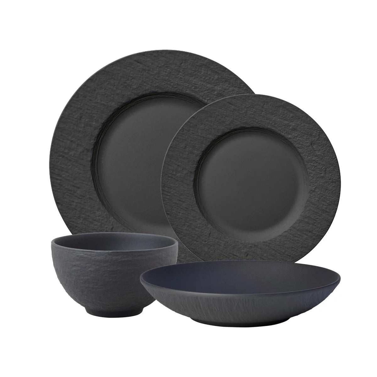 VILLEROY & BOCH - Ensemble de 4 Couverts de Table Collection Manufacture Rock-place-settings-set-costco-1879957-black-noir