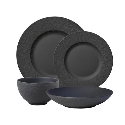 VILLEROY & BOCH - Ensemble de 4 Couverts de Table Collection Manufacture Rock-place-settings-set-costco-1879957-black-noir