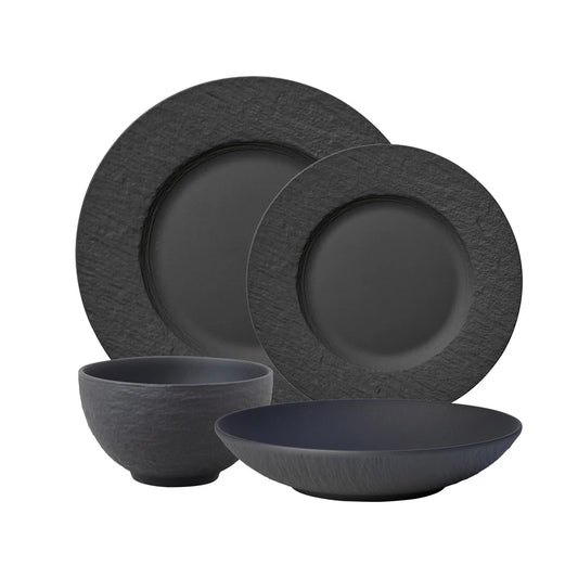 VILLEROY & BOCH - Ensemble de 4 Couverts de Table Collection Manufacture Rock-place-settings-set-costco-1879957-black-noir