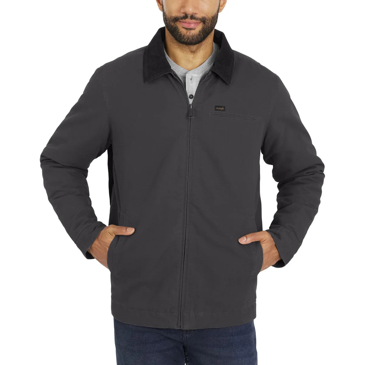 WRANGLER - Veste de Travail en Toile Pour Homme-Mens-Canvas-Work-Jacket-Gris-Grey-1795787-1938339