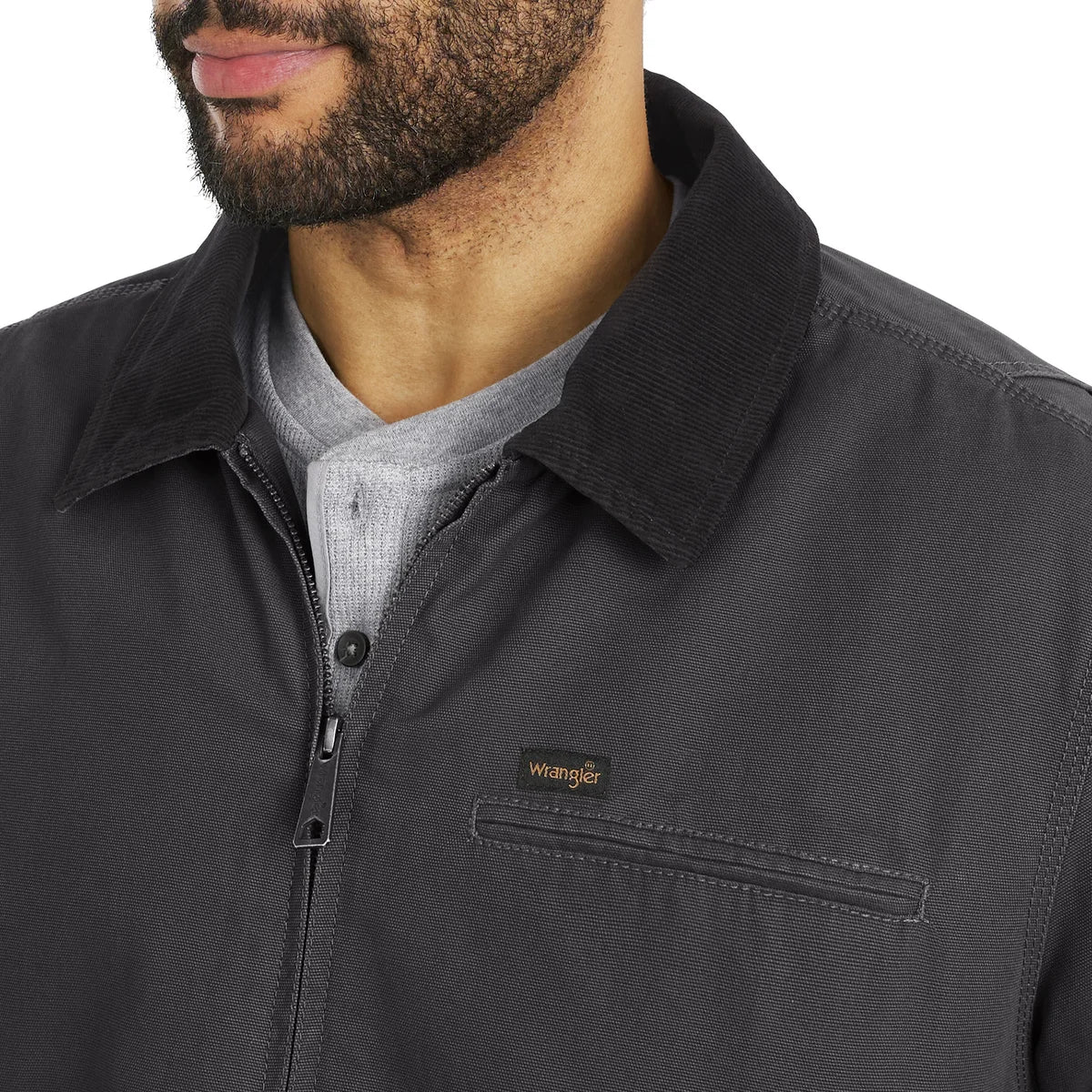 WRANGLER - Veste de Travail en Toile Pour Homme-Mens-Canvas-Work-Jacket-Gris-Grey-1795787-1938339