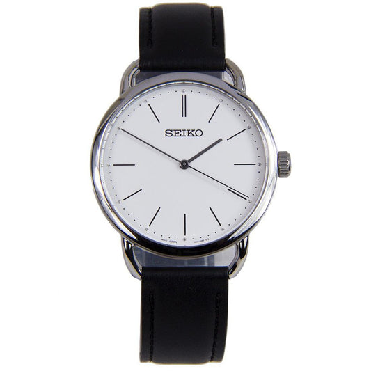seiko-montre-femme-cuir-noir-argent-blanc